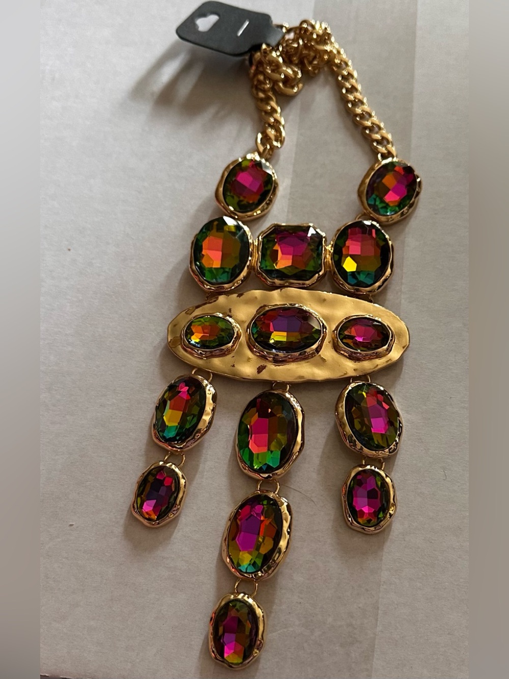 ✨ OFF PARK COLLECTION MULTICOLOR CRYSTAL STATEMENT NECKLACE ✨ - Picture 4 of 4
